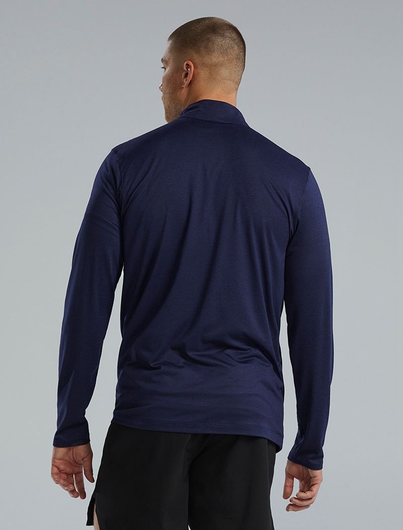 Chemises Tyr Sls? Long Sleeve1?4 Zip Homme Bleu Marine | 47534774TFU