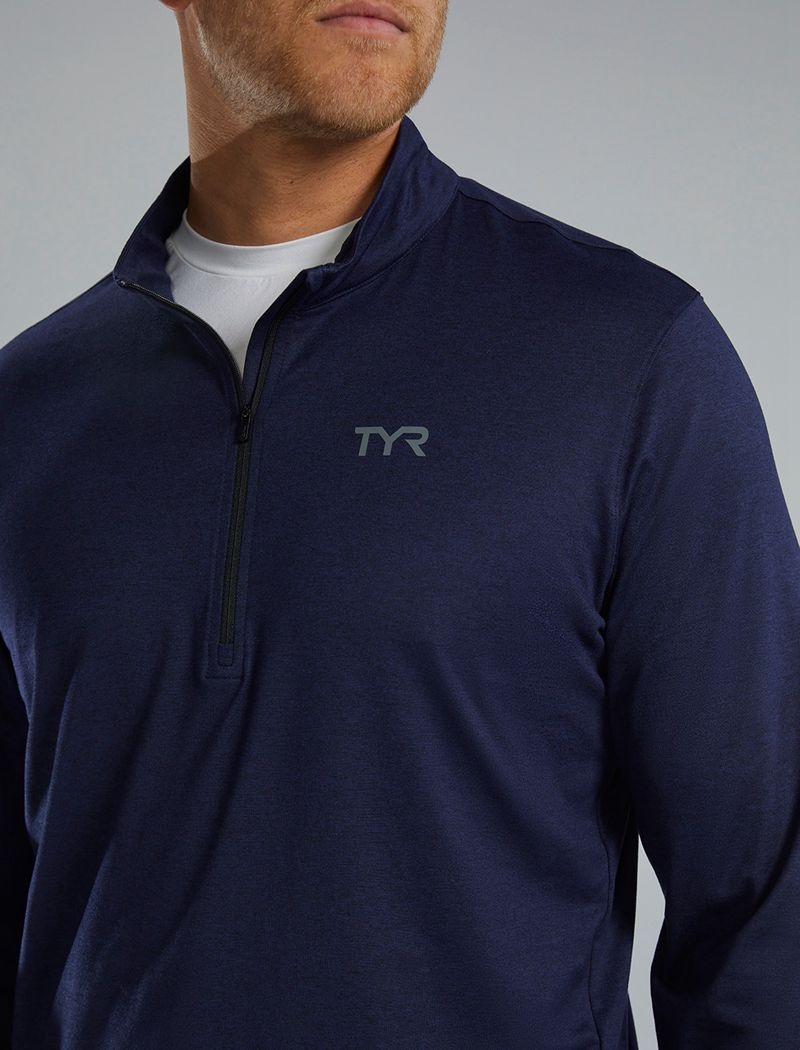 Chemises Tyr Sls? Long Sleeve1?4 Zip Homme Bleu Marine | 47534774TFU