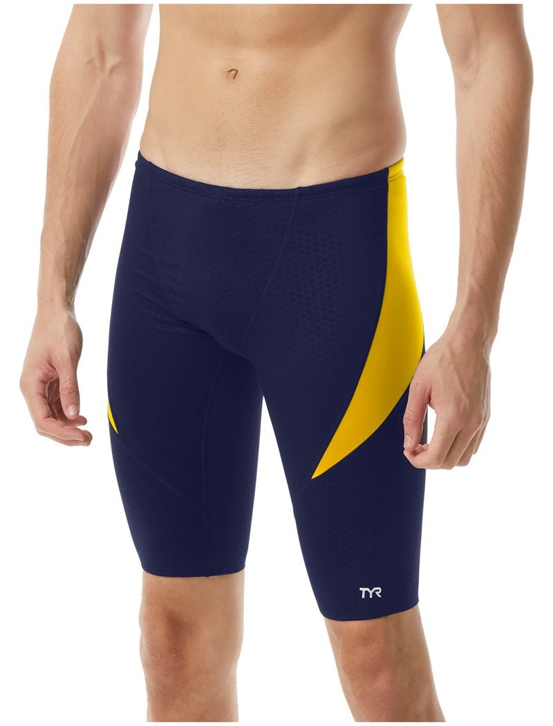 Maillot de Bain Tyr Durafast Elite? Curve Splice Jammer Hexa Homme Bleu Marine Jaune | 60870841LSX