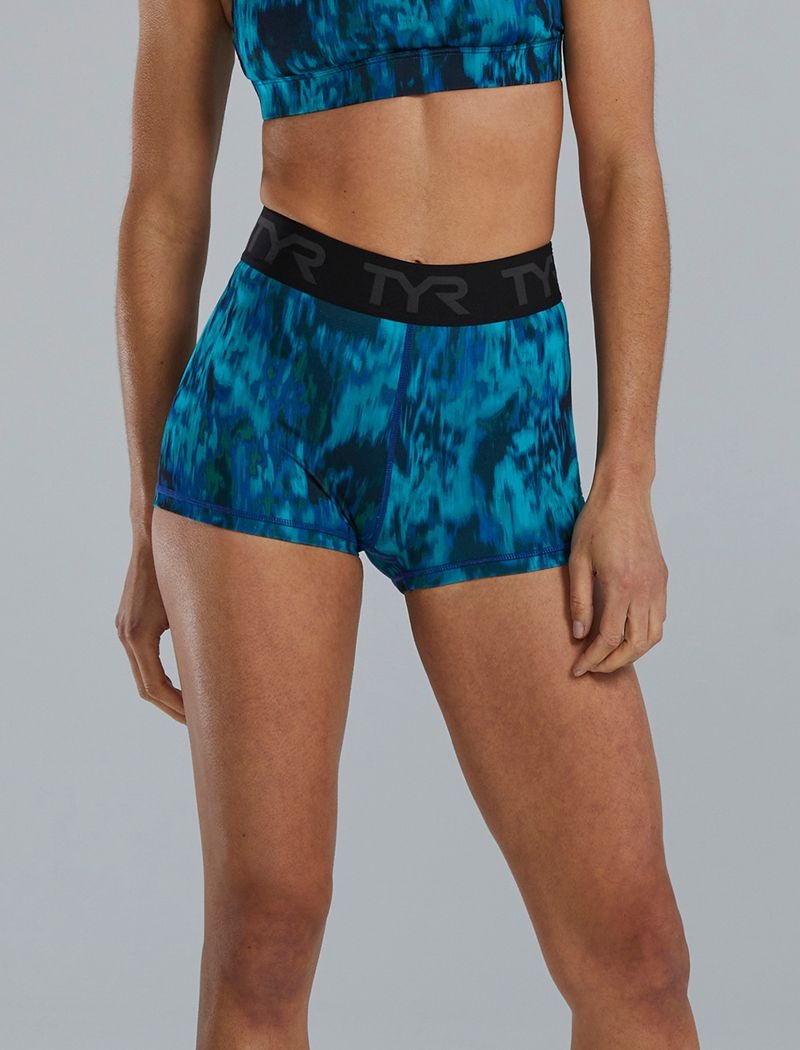 Short Tyr Base Kinetic? Mid-rise 2 Logo Femme Bleu Vert | 36476444UJN