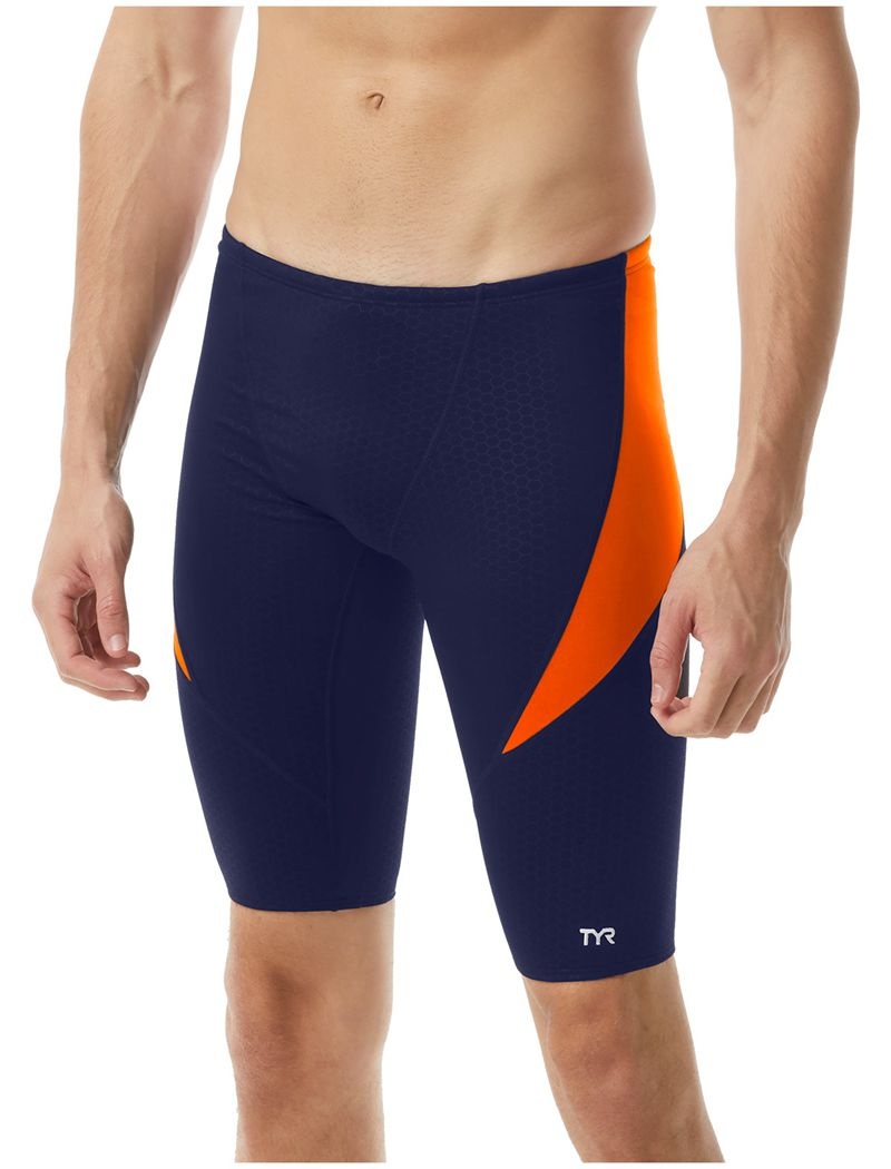 Maillot de Bain Tyr Durafast Elite? Curve Splice Jammer Hexa Homme Bleu Marine Orange | 25685137HFV