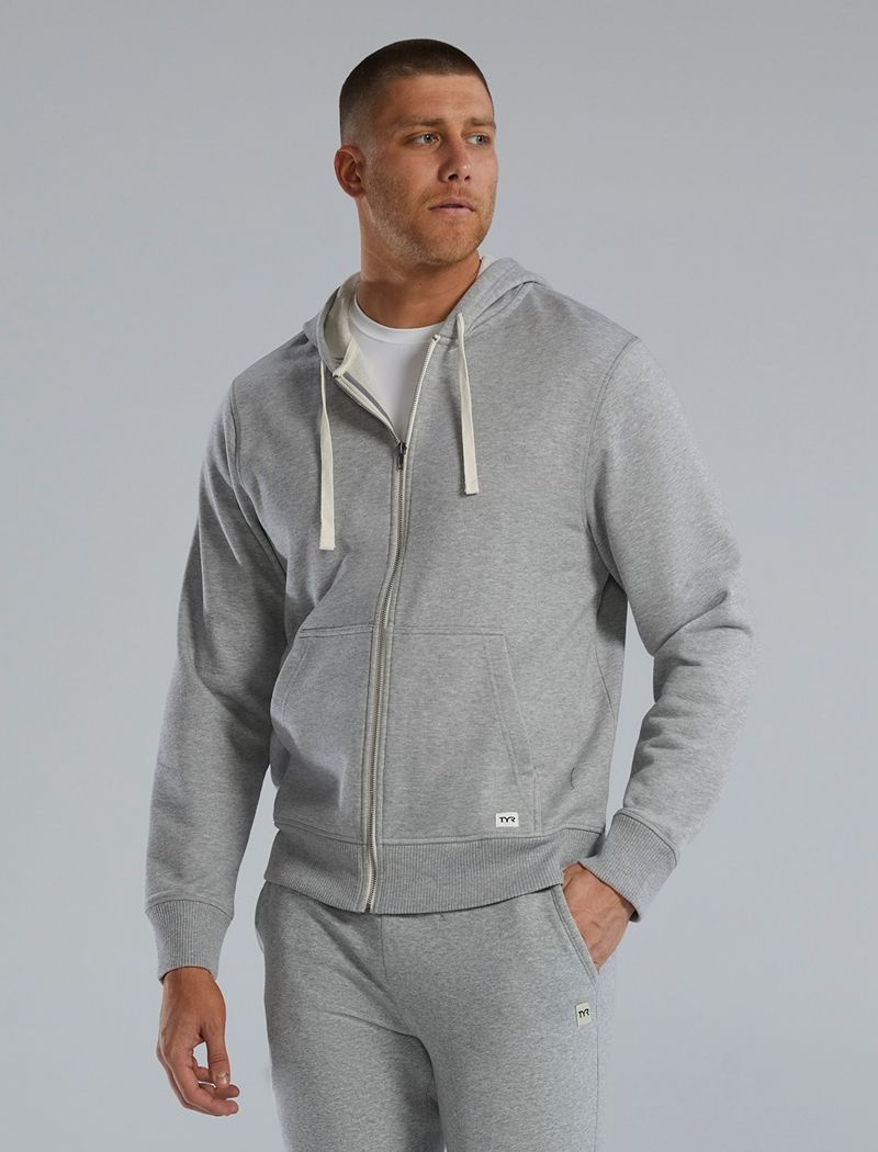 Sweat a Capuche Tyr Ultrasoft Heavyweight Terry Full-zip Homme Grise | 18294769JHK