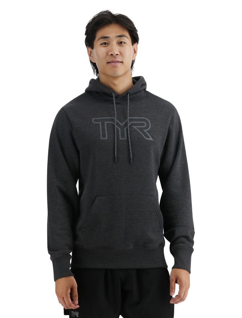 Sweat a Capuche Tyr Ultrasoft Big Logo Tech Homme Grise Foncé | 08519097WGC