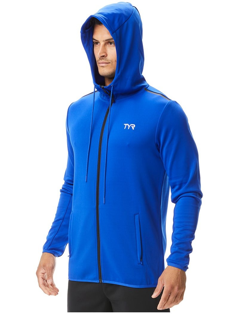 Sweat a Capuche Tyr Alliance Podium Full Zip Homme Bleu | 78099018ZGK