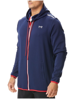 Sweat a Capuche Tyr Alliance Podium Full Zip Homme Bleu Blanche Rouge | 19560985QSF