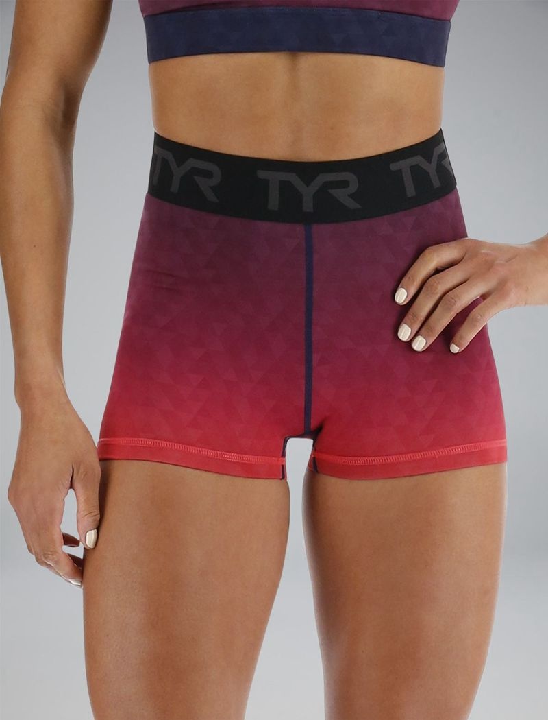 Short Tyr Base Kinetic? Mid-rise 2 Logo Femme Rouge Bleu Marine | 58678776BOI