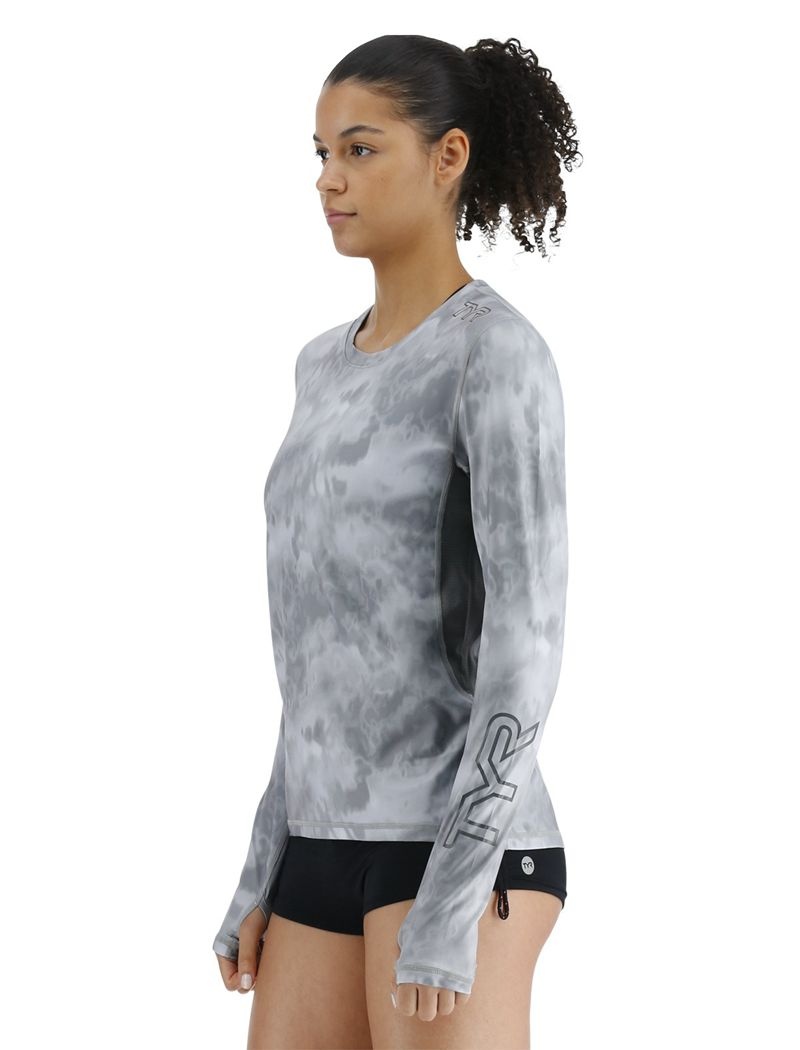 Chemises Tyr Sundefense? Vented Long Sleeve Crew Femme Grise | 77777682STG