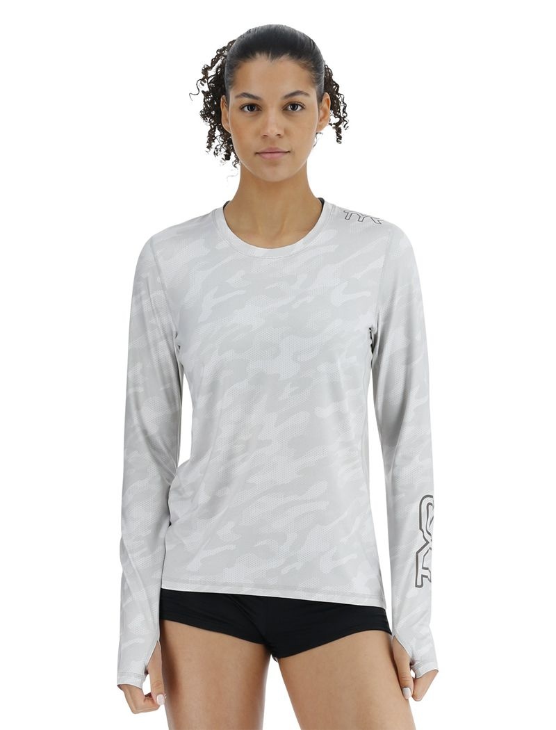 Chemises Tyr Sundefense? Vented Long Sleeve Crew Femme Grise Clair | 07935032ZKW