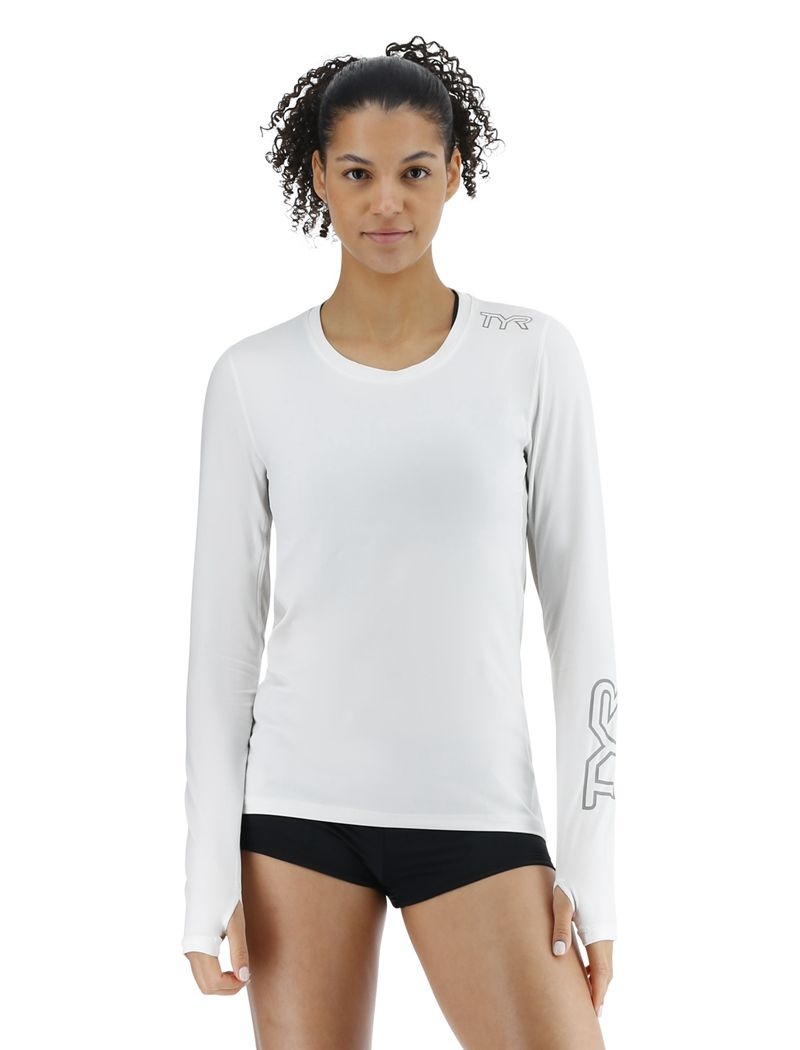 Chemises Tyr Sundefense? Vented Long Sleeve Crew Femme Blanche | 86569803TIK