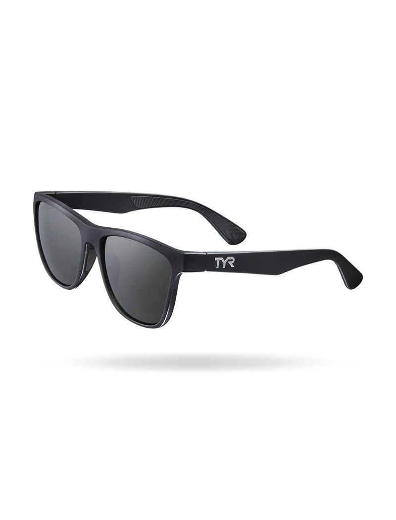 Lunette de Soleil Tyr Raya Hts Polarized Homme Noir Grise Foncé | 48849745YZR