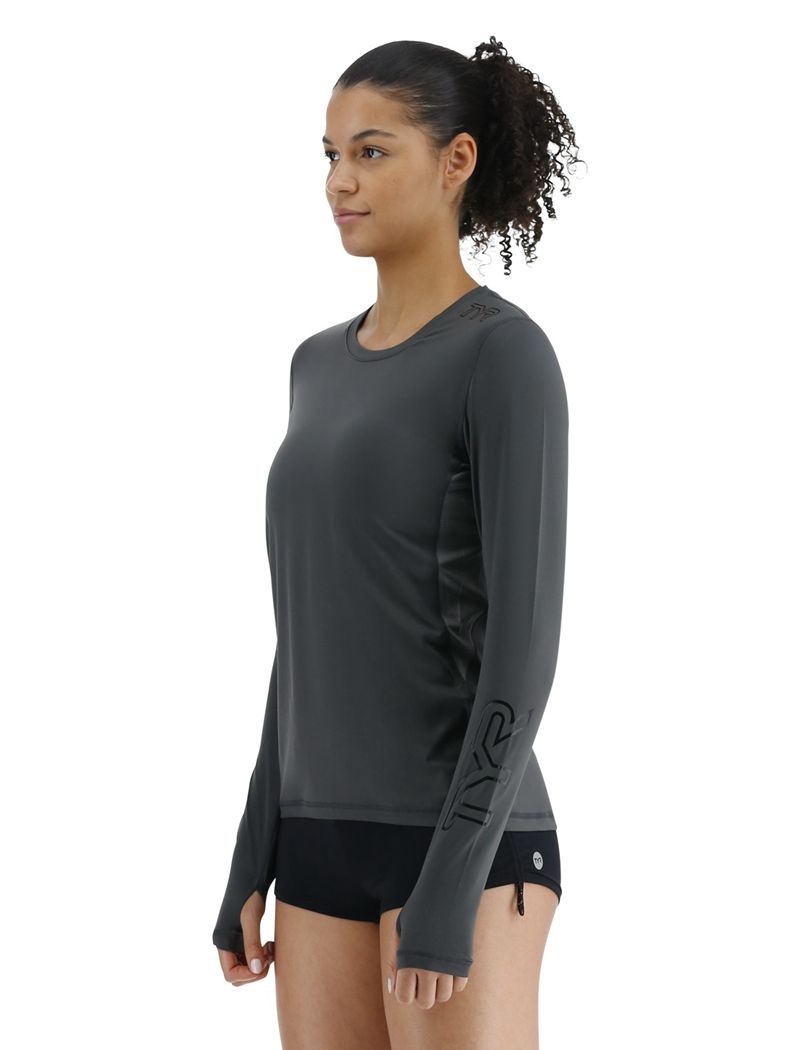 Chemises Tyr Sundefense? Vented Long Sleeve Crew Femme Grise Foncé | 70597930ZBZ