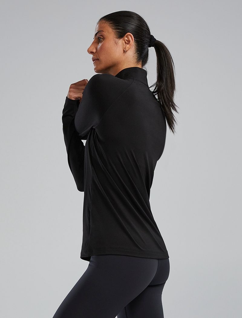 Chemises Tyr Sls? Long Sleeve1?4 Zip Femme Noir | 58799285UBZ