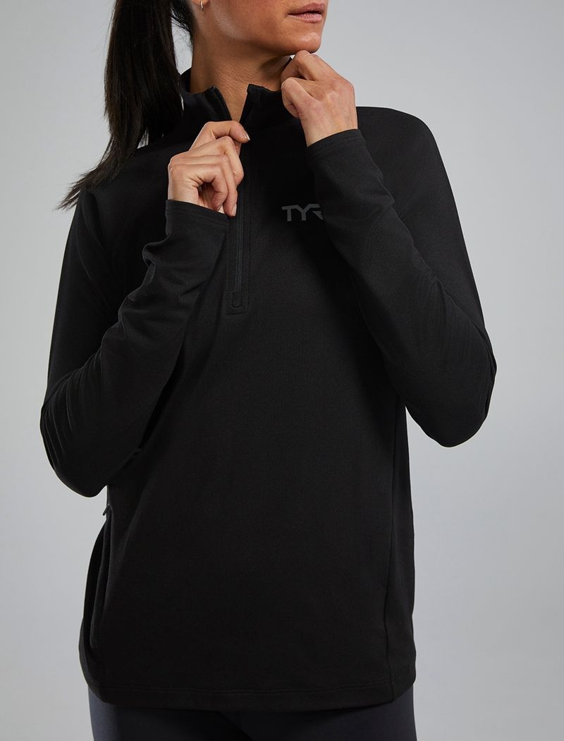 Chemises Tyr Sls? Long Sleeve1?4 Zip Femme Noir | 58799285UBZ