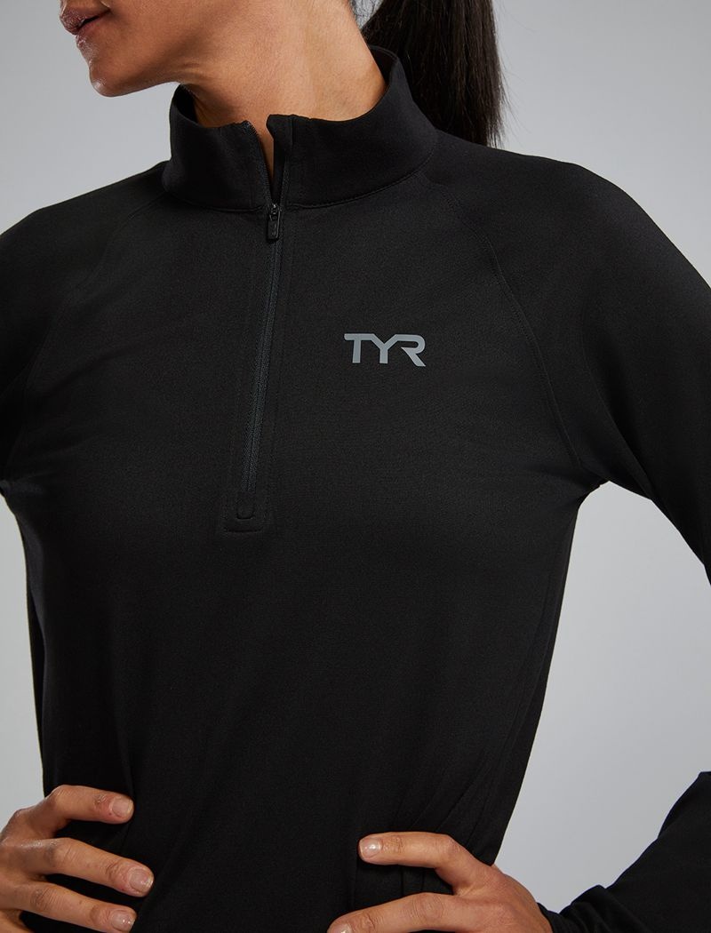 Chemises Tyr Sls? Long Sleeve1?4 Zip Femme Noir | 58799285UBZ