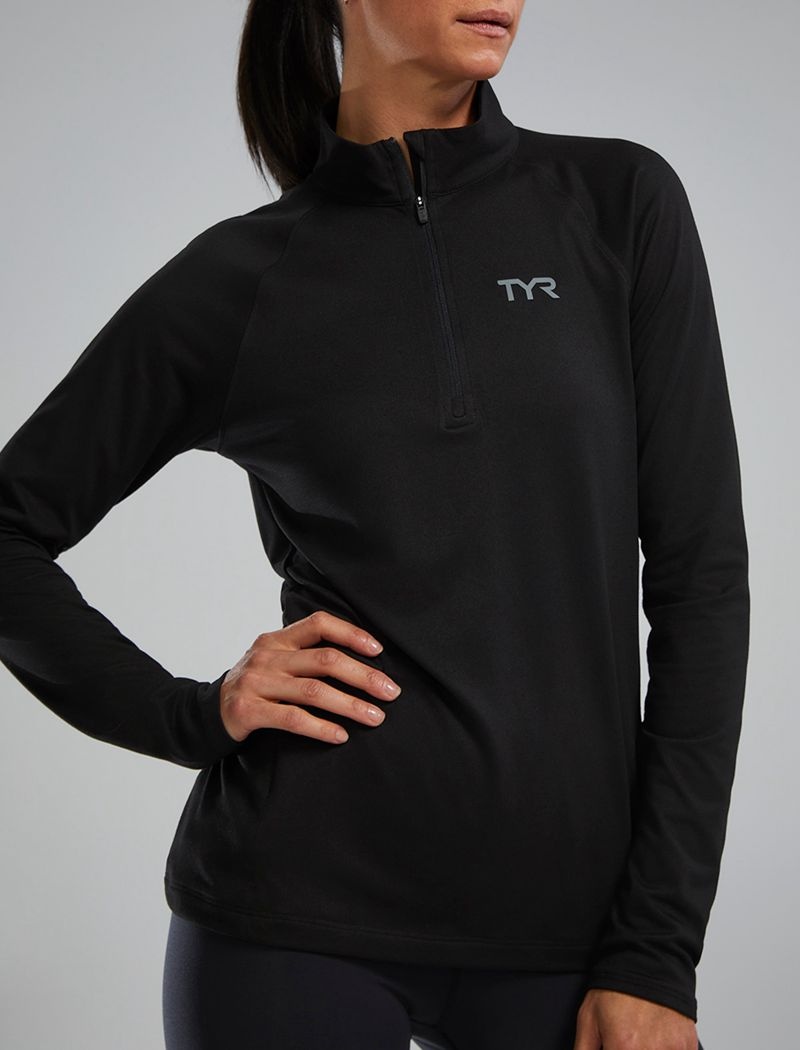 Chemises Tyr Sls? Long Sleeve1?4 Zip Femme Noir | 58799285UBZ