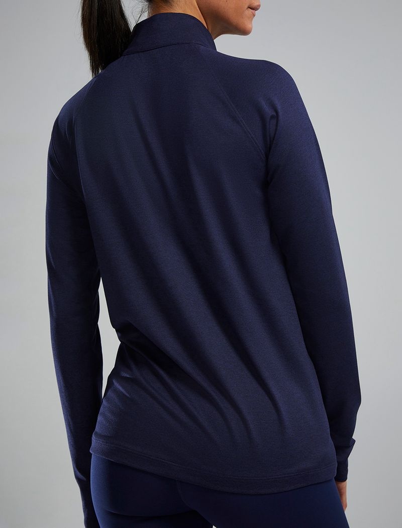 Chemises Tyr Sls? Long Sleeve1?4 Zip Femme Bleu Marine | 23569973UBO