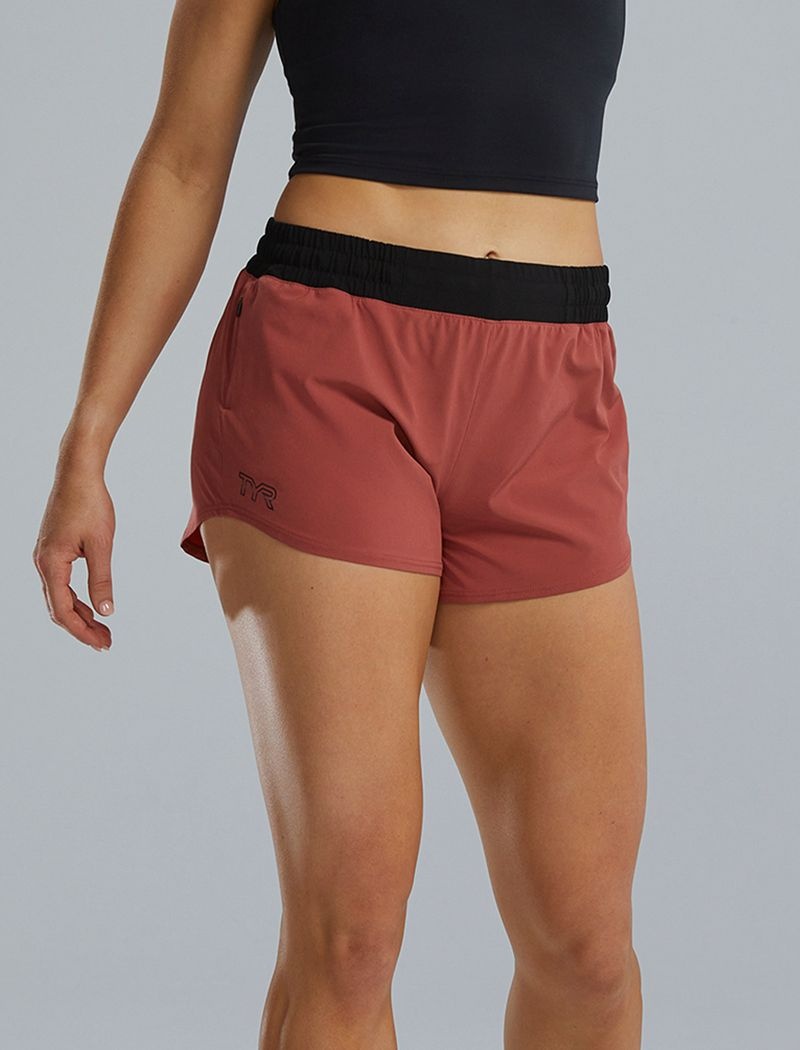 Shorts De Course Tyr Hydrosphere? Pace Femme Rouge Marron | 90270348QDB