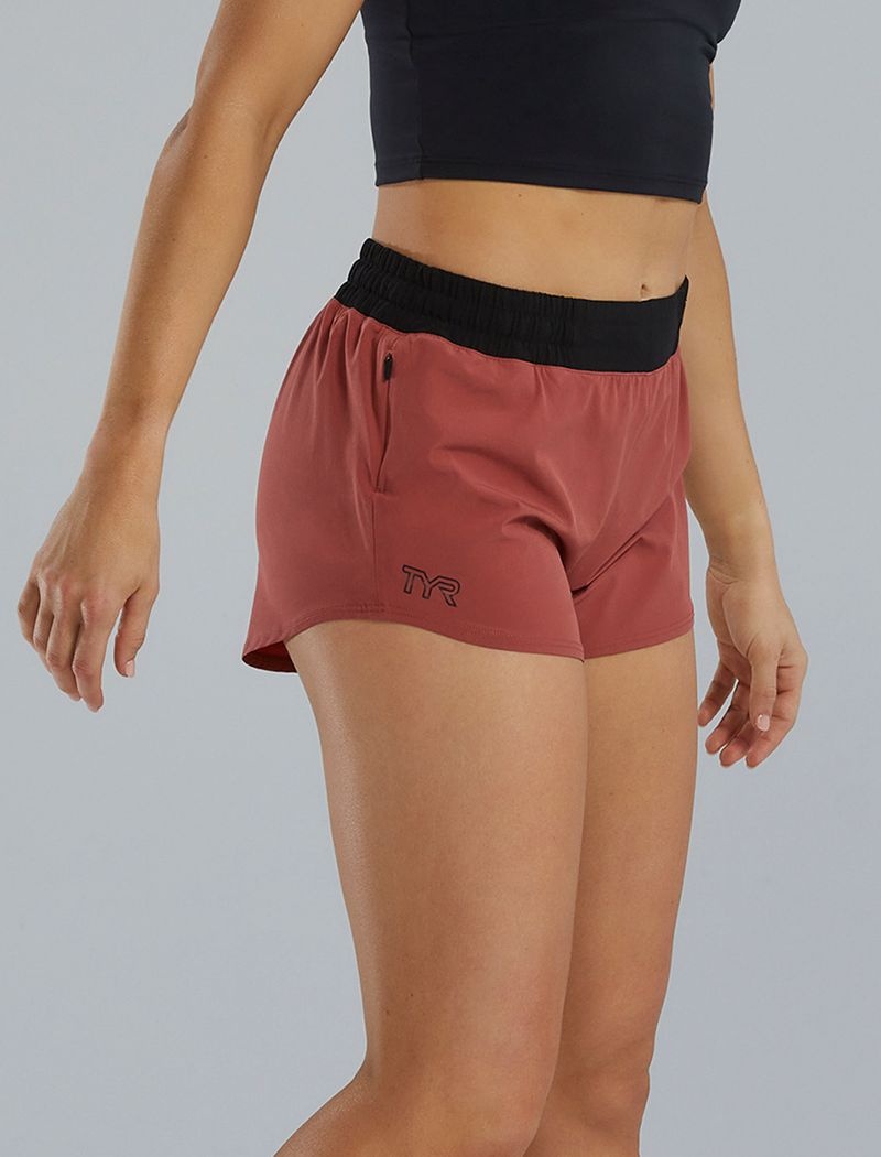 Shorts De Course Tyr Hydrosphere? Pace Femme Rouge Marron | 90270348QDB