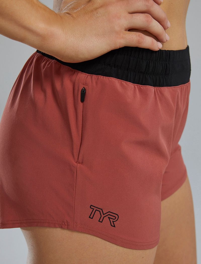 Shorts De Course Tyr Hydrosphere? Pace Femme Rouge Marron | 90270348QDB