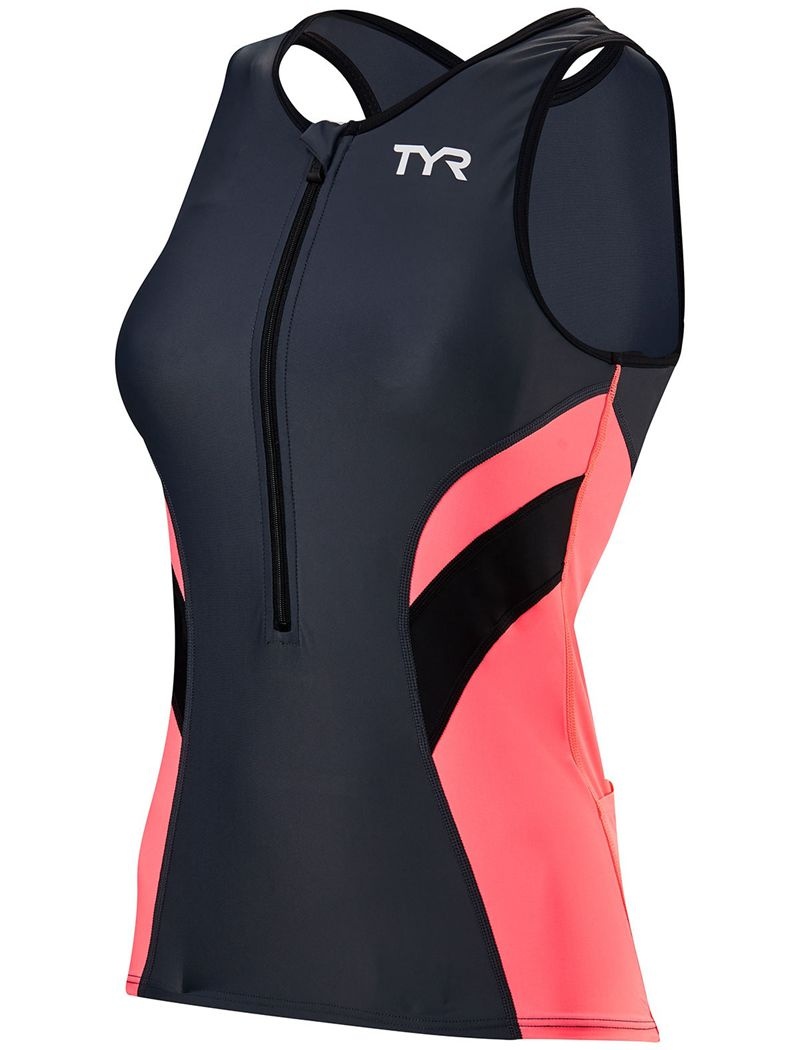 Debardeur Tyr Competitor Singlet Femme Grise Corail | 15476719EYV