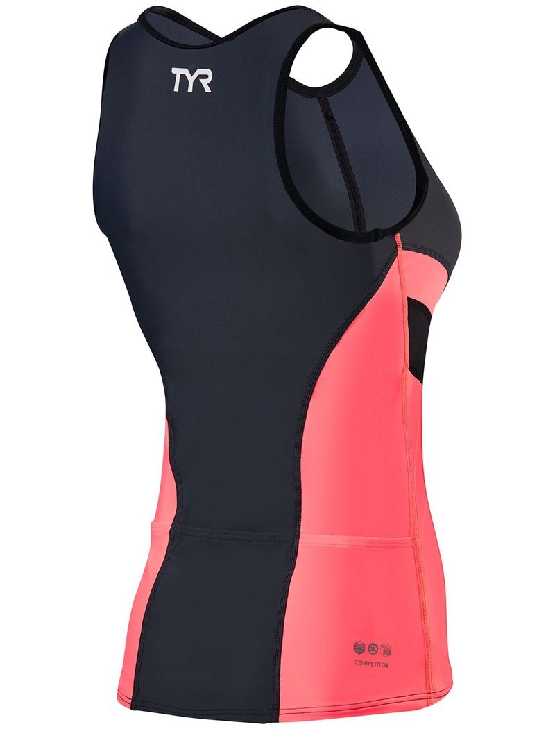 Debardeur Tyr Competitor Singlet Femme Grise Corail | 15476719EYV