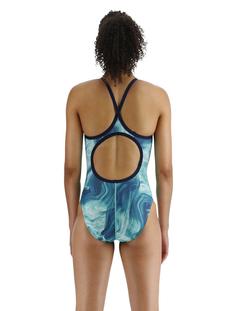 Maillot de Bain Tyr Durafast Elite? Diamondfit Mezio Femme Turquoise Bleu Marine | 74397502QEJ