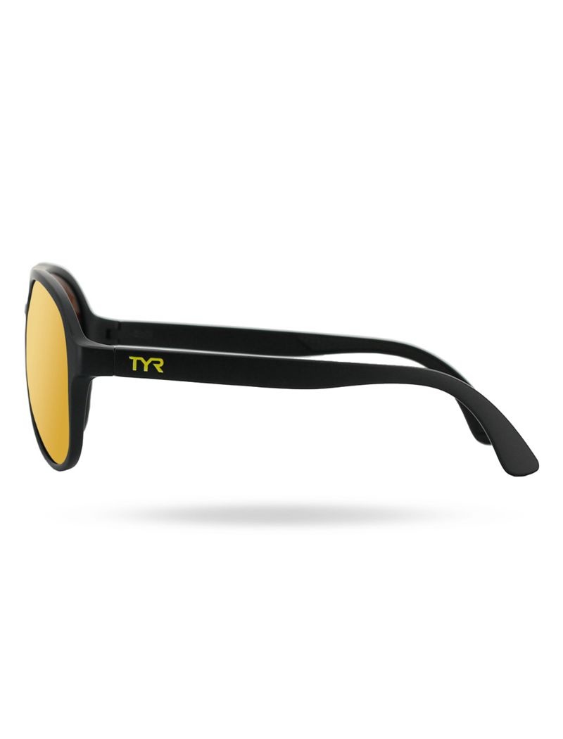 Lunette de Soleil Tyr Goldenwest Xl Aviator Hts Polarized Homme Doré Noir | 21387941VQW