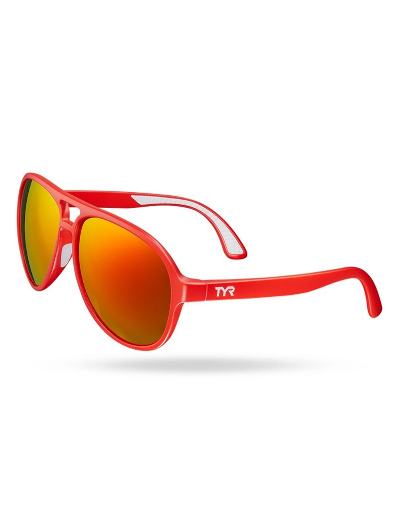 Lunette de Soleil Tyr Goldenwest Xl Aviator Hts Polarized Homme Rouge Orange | 17127876GSX