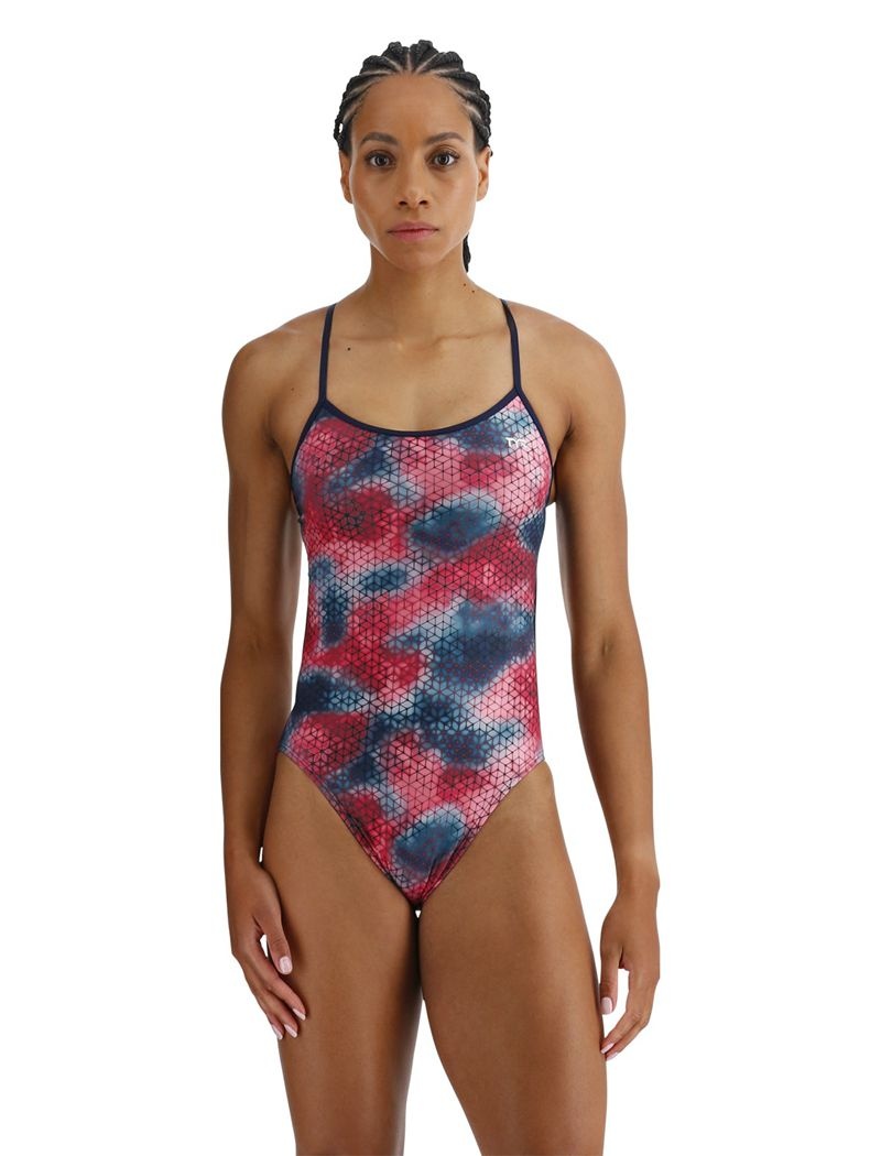 Maillot de Bain Tyr Durafast Elite? Trinityfit Starhex Femme Rouge Multicolore | 12100916YJP