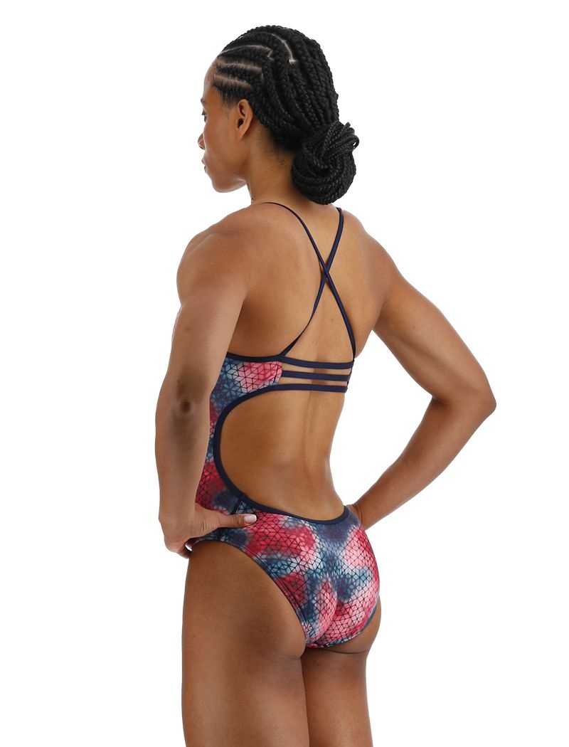 Maillot de Bain Tyr Durafast Elite? Trinityfit Starhex Femme Rouge Multicolore | 12100916YJP