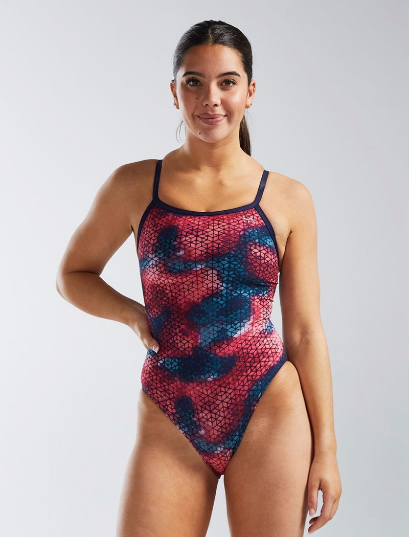 Maillot de Bain Tyr Durafast Elite? Diamondfit Starhex Femme Rouge Multicolore | 28275836LBP