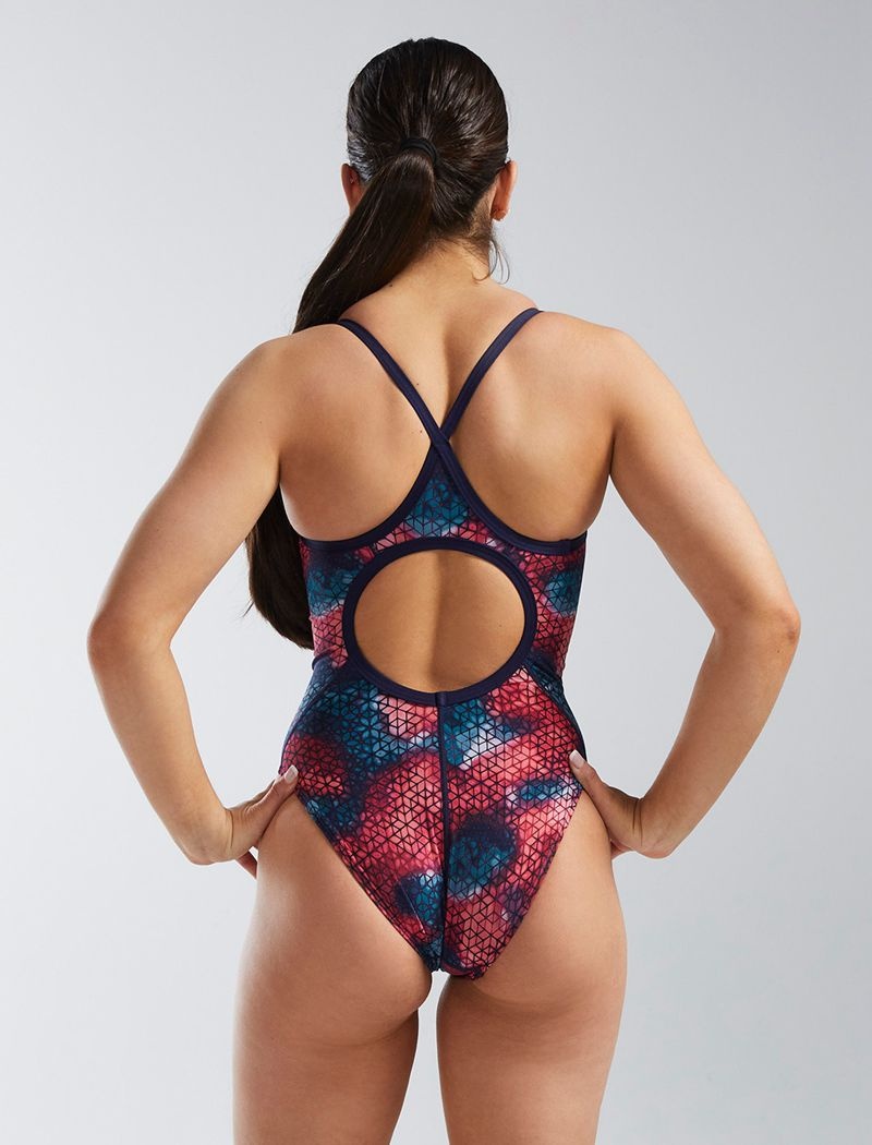 Maillot de Bain Tyr Durafast Elite? Diamondfit Starhex Femme Rouge Multicolore | 28275836LBP