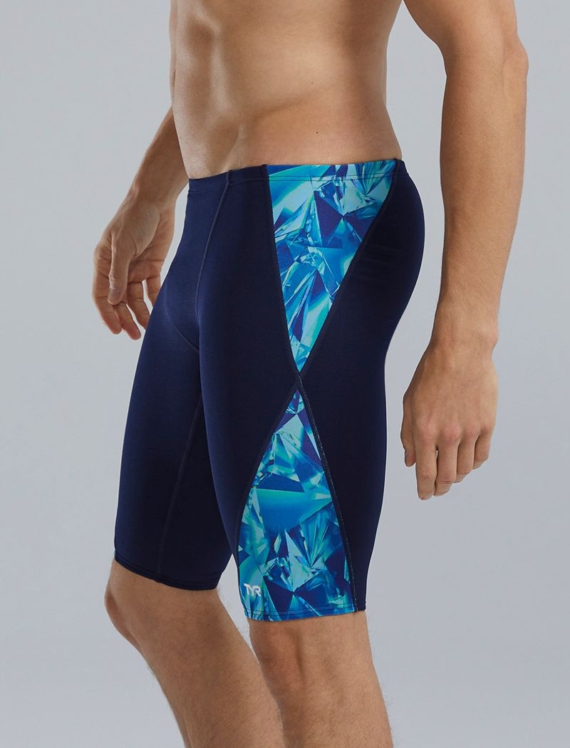 Maillot de Bain Tyr Durafast Elite? Blade Splice Jammer Crystalized Homme Bleu Vert | 22856730UJL