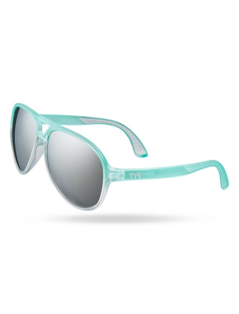 Lunette de Soleil Tyr Goldenwest Xl Aviator Hts Polarized Homme Turquoise Argent | 05294507YEH