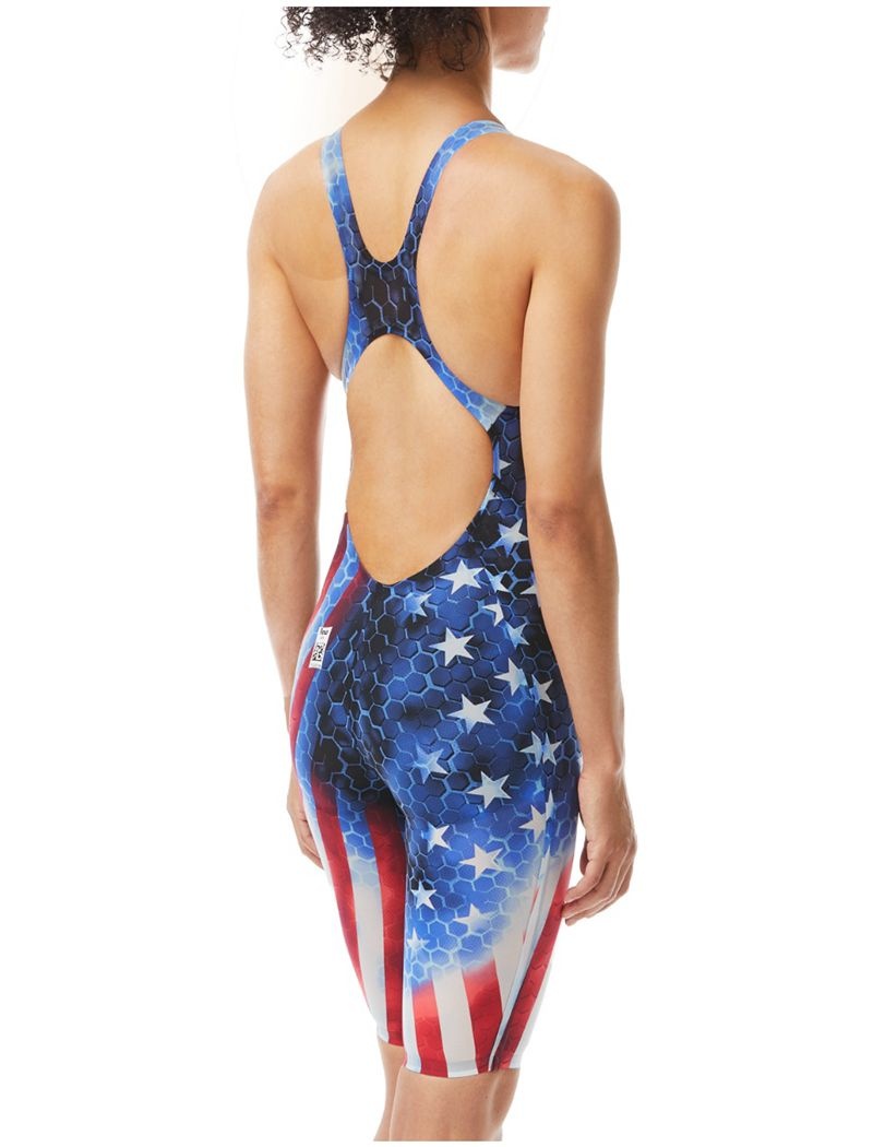 Maillot de Bain Tyr Avictor Open Back Supernova Usa Femme Rouge Bleu Blanche | 16356325RGC