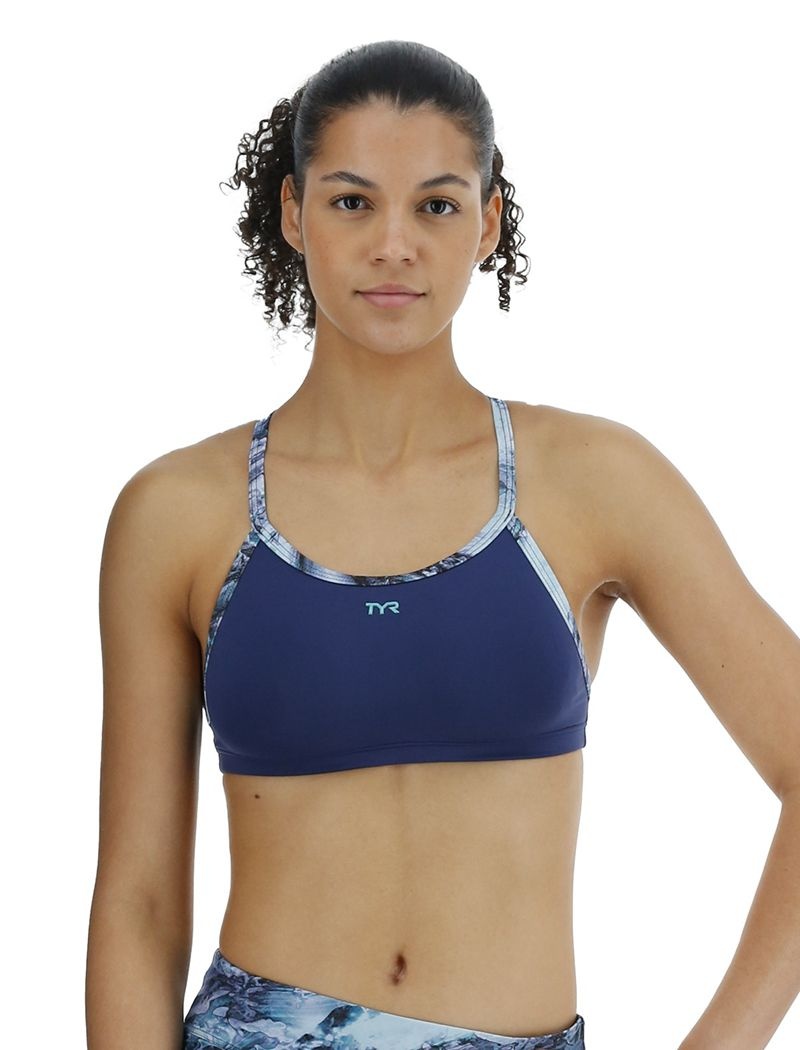 Hauts De Bikini Tyr Diamondfit Femme Bleu Foncé | 14377397EVN