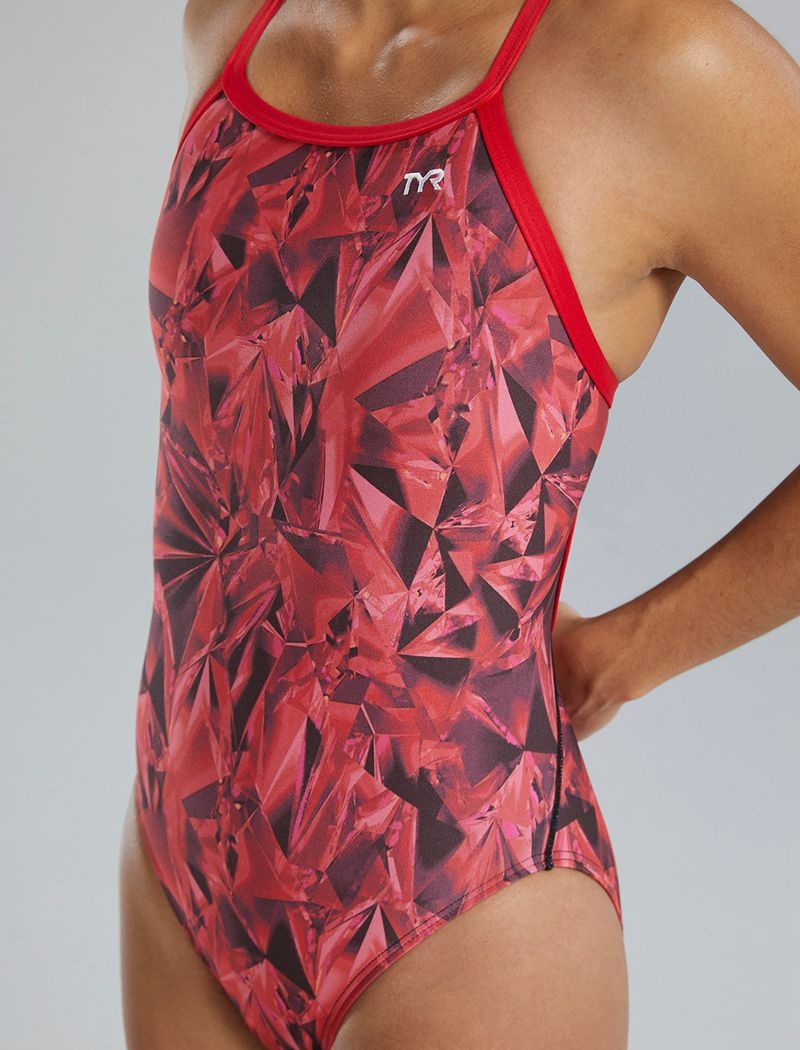 Maillot de Bain Tyr Durafast Elite? Diamondfit Crystalized Femme Rouge | 34681579FOW