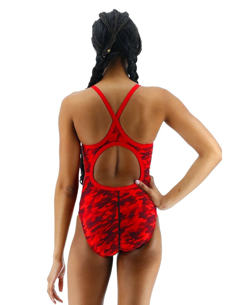 Maillot de Bain Tyr Durafast Elite? Diamondfit Camo Femme Rouge | 57820790HES