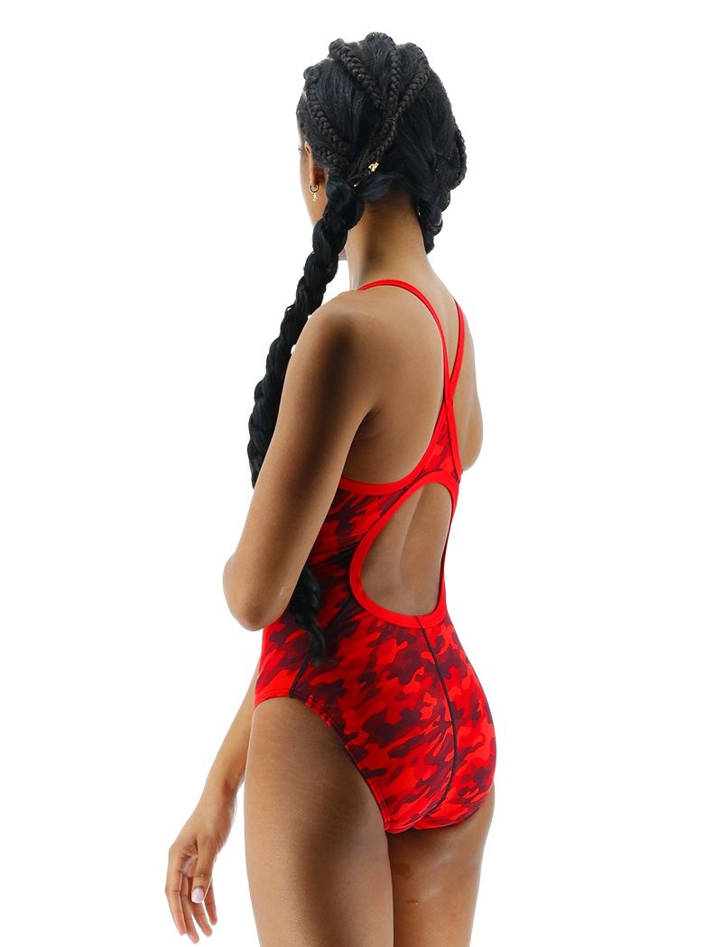 Maillot de Bain Tyr Durafast Elite? Diamondfit Camo Femme Rouge | 57820790HES