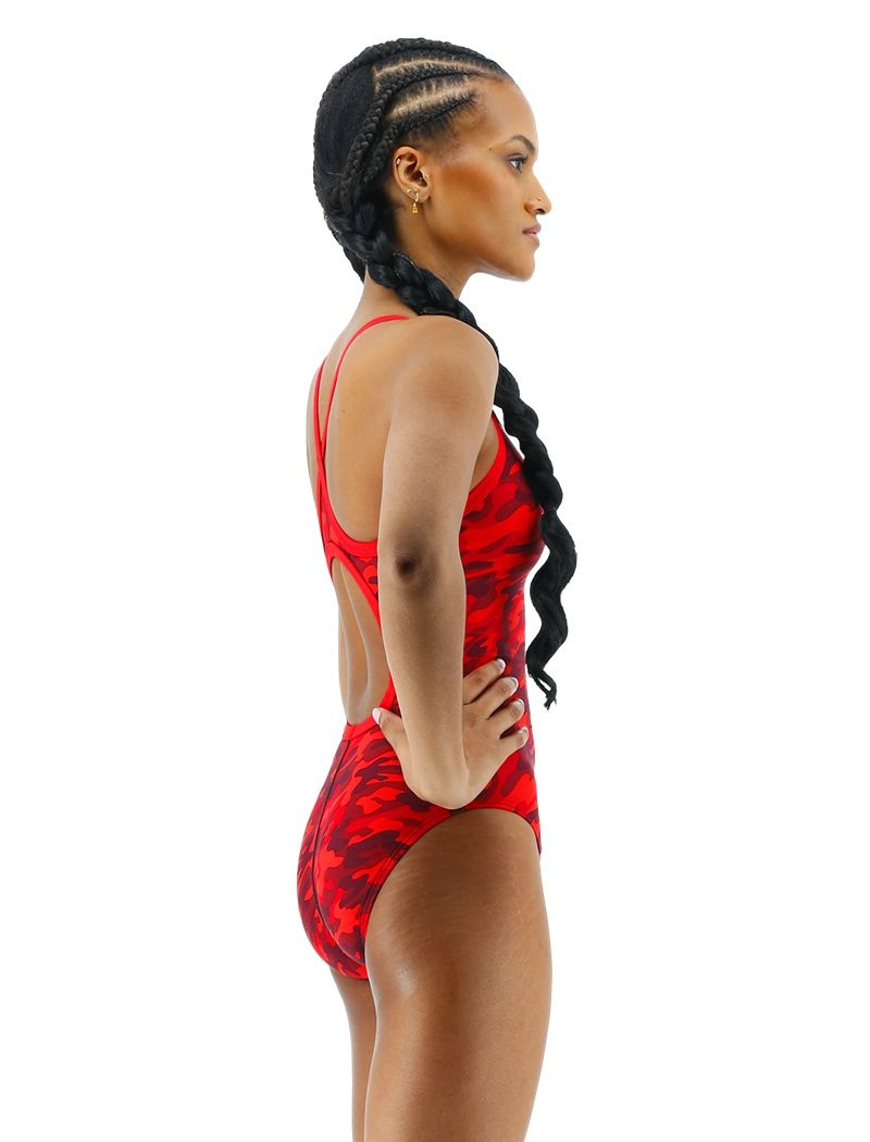 Maillot de Bain Tyr Durafast Elite? Diamondfit Camo Femme Rouge | 57820790HES