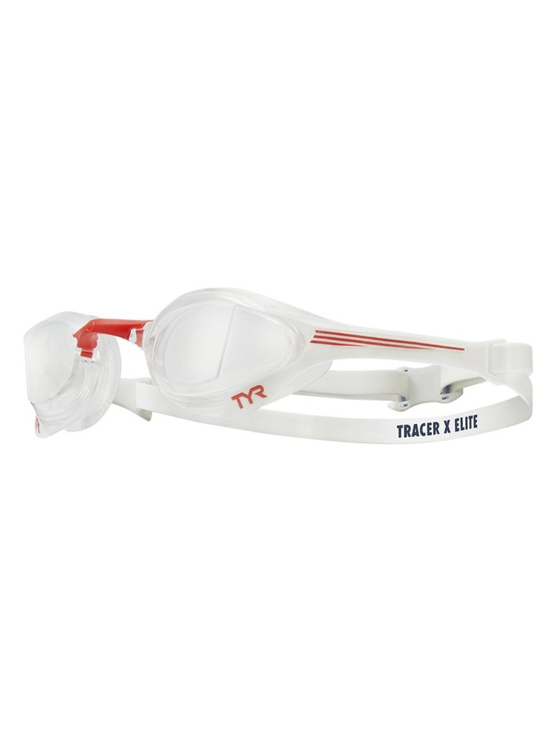 Des Lunettes De Protection Tyr Adult Tracer-x Elite Racing Homme Blanche Rouge | 36651955XJP