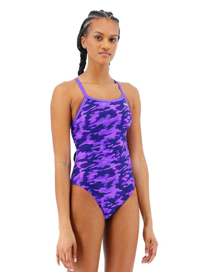 Maillot de Bain Tyr Durafast Elite? Diamondfit Camo Femme Violette | 66537725GBX