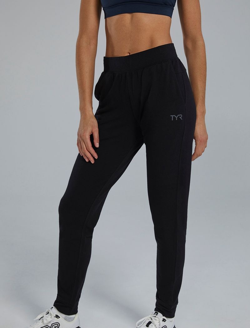 Pantalon Jogger Tyr Ultrasoft Midweight Terry A.M. Femme Noir | 67519924ZJZ