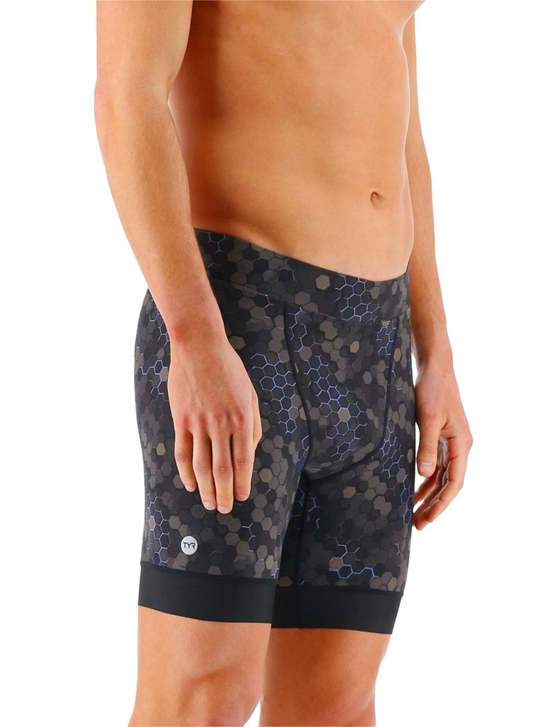 Maillot de Bain Tyr Durafast Elite? Workout Jammer Carbon Hex Homme Noir Bleu Marine | 08129979QQU