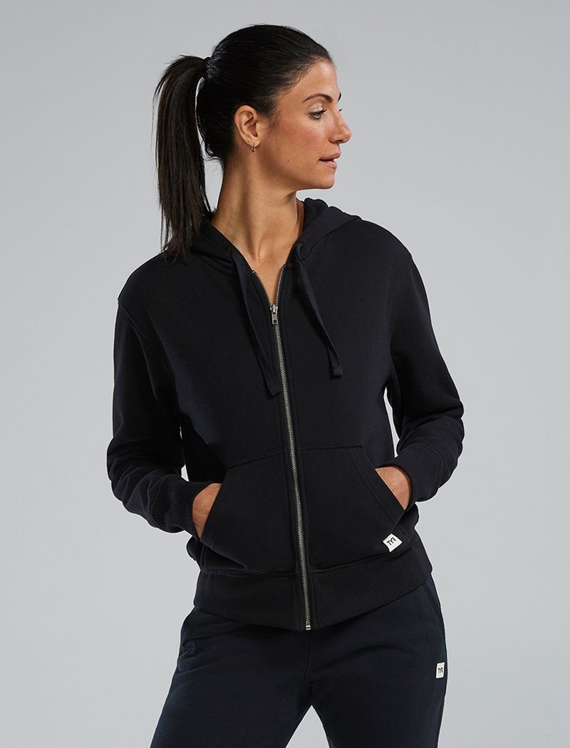 Sweat a Capuche Tyr Ultrasoft Heavyweight Terry Full-zip Femme Noir | 17517900ODT