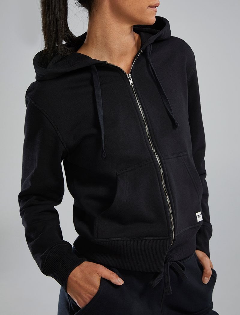 Sweat a Capuche Tyr Ultrasoft Heavyweight Terry Full-zip Femme Noir | 17517900ODT