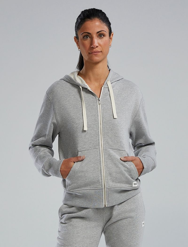 Sweat a Capuche Tyr Ultrasoft Heavyweight Terry Full-zip Femme Grise | 52198904YYD