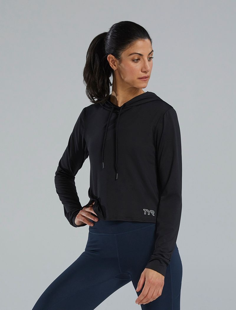 Sweat a Capuche Tyr Climadry? Open Back Tech Femme Noir | 00033093PNH