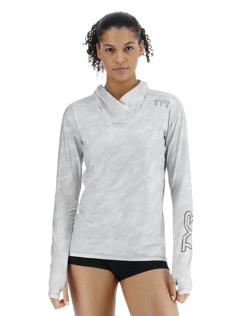 Sweat a Capuche Tyr Sundefense? Vented - Camohex Femme Grise Clair | 26872302TEX