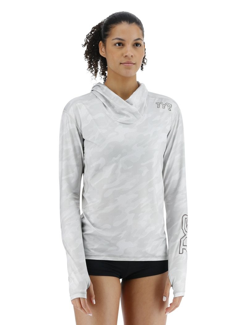 Sweat a Capuche Tyr Sundefense? Vented - Camohex Femme Grise Clair | 26872302TEX